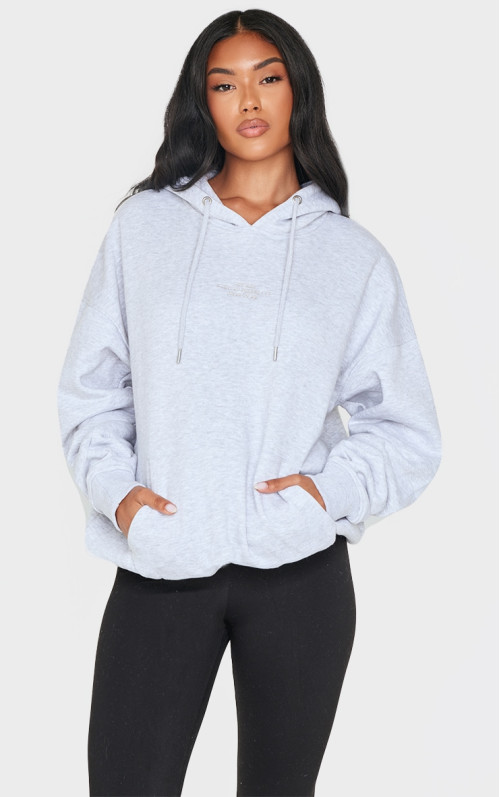 Толстовка великого розміру з попелясто-сірим надписом