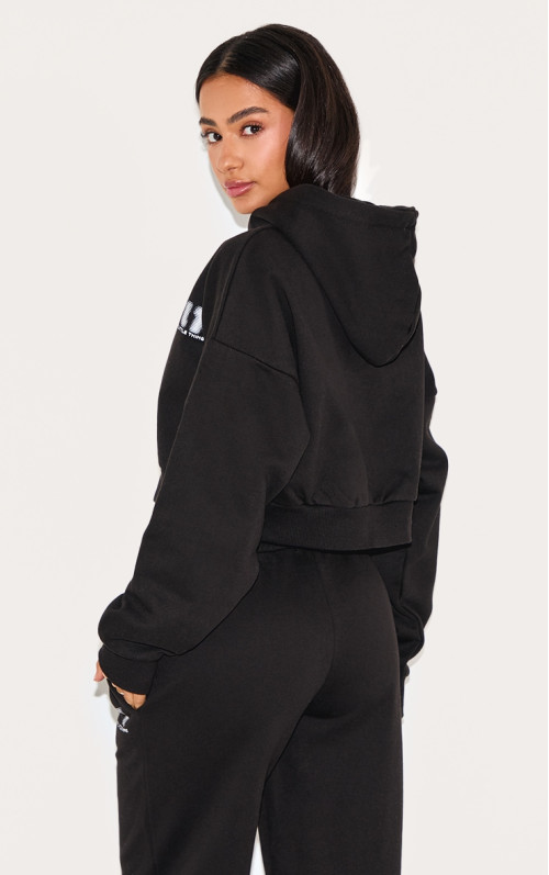 Маленький преміум -чорний друкований боксерський балахон