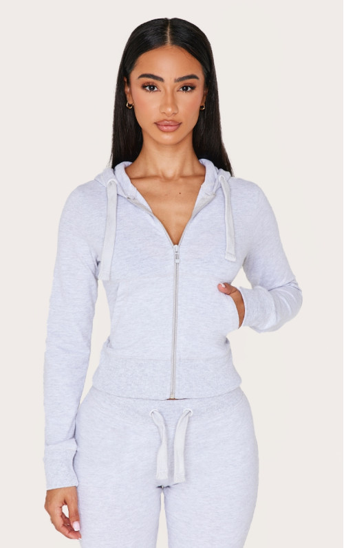 Маленький сірий Марл Zip Up Fitted Top Top