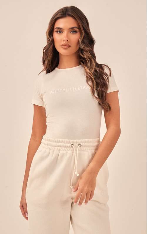 Боді PRETTYLITTLETHING Off White з короткими рукавами