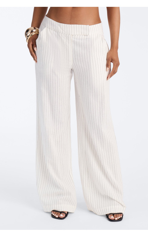 Штани Juno з льону в смужку з широкими штанинами