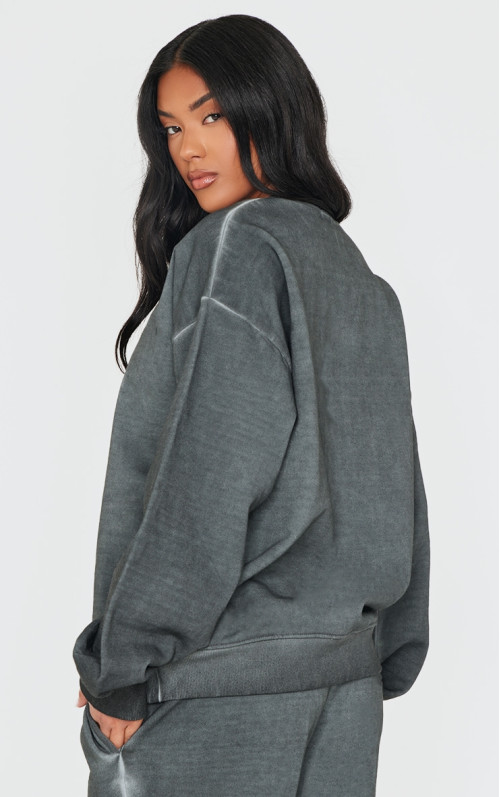 Величезний світшот PRETTYLITTLETHING Washed Charcoal Premium