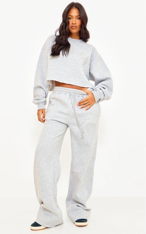 PrettyLittling Tall Grey Marl DrawString Wide Neg Joggers