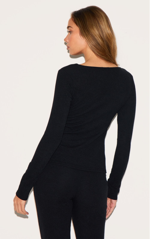 Чорний ребро longline Zip вгорі