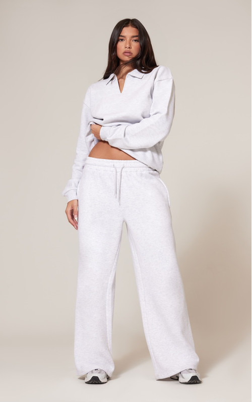 Попелясто-сірий світшот преміум-класу з коміром великого розміру