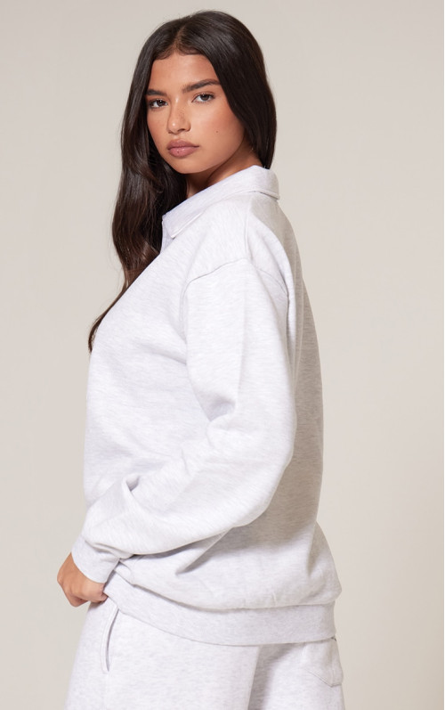 Попелясто-сірий світшот преміум-класу з коміром великого розміру