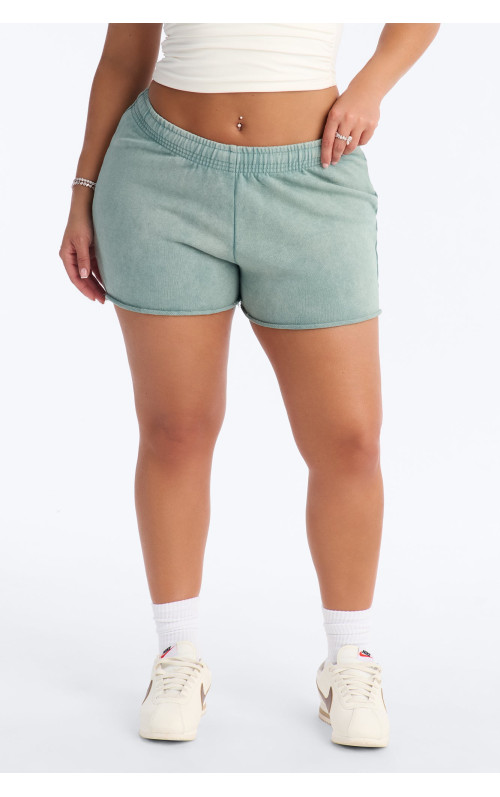 Maya Washed Micro Sweatshorts - Sage
