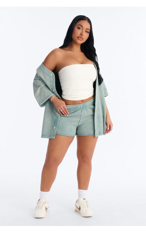 Maya Washed Micro Sweatshorts - Sage