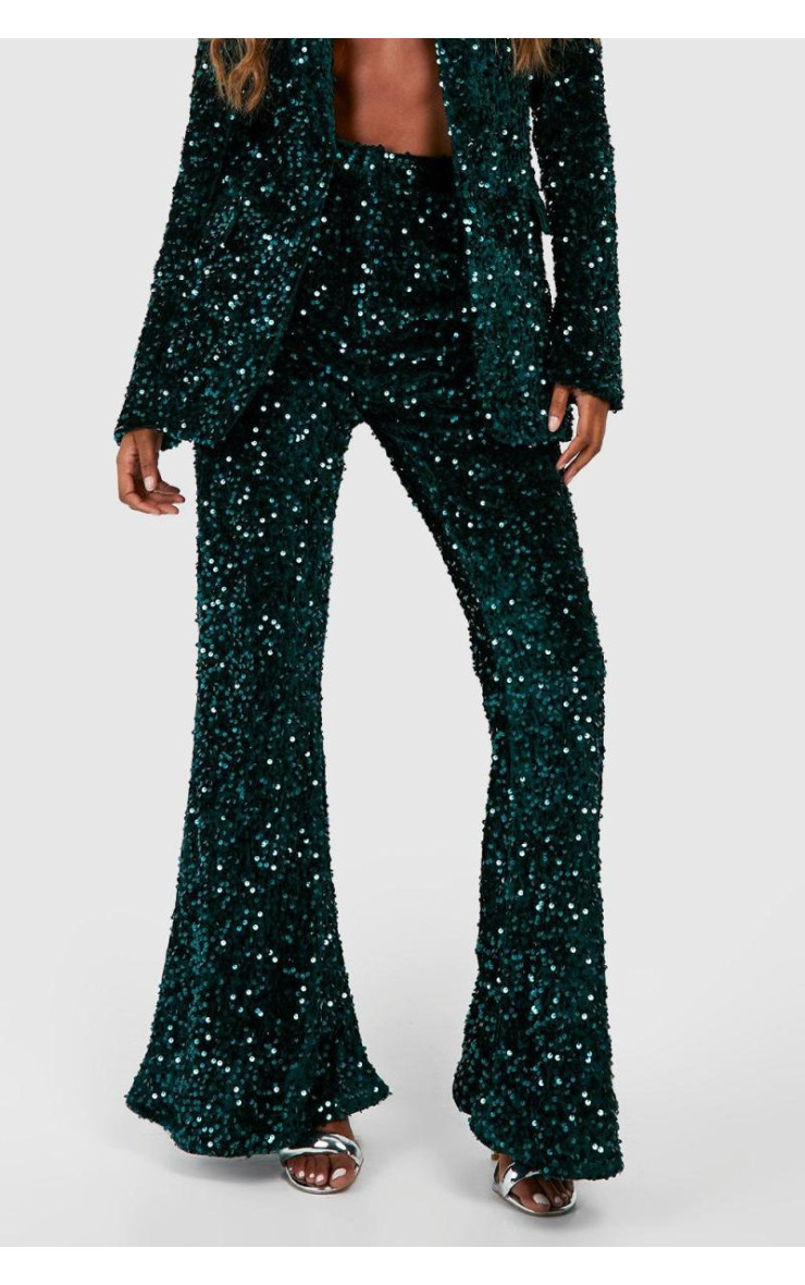 Оксамитові брюки з паєтками та кльош