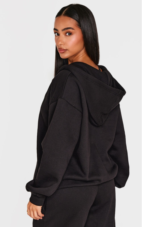 Маленька чорна худі з вишивкою на блискавці PRETTYLITTLETHING