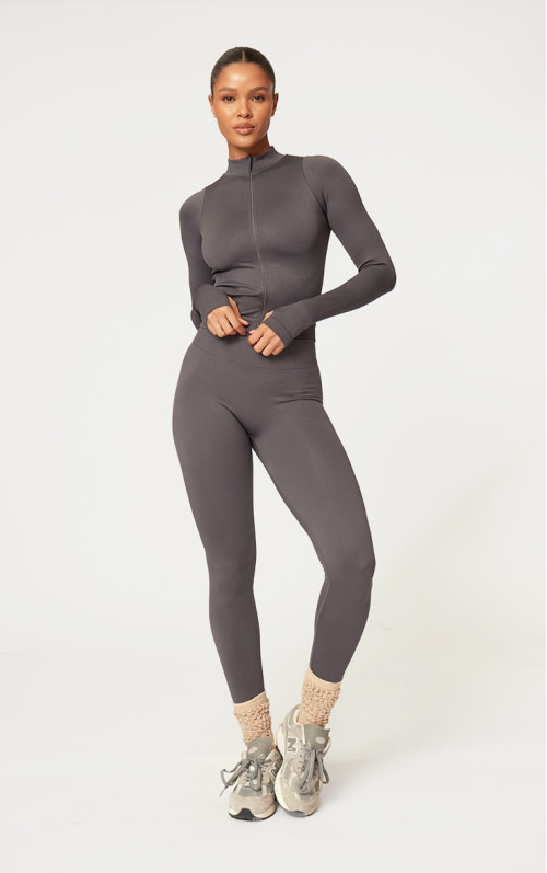 Вугільні базові безшовні легінси з високою талією