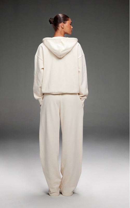 Кремовий преміальний худі з вишивкою на блискавці спереду PRETTYLITTLETHING