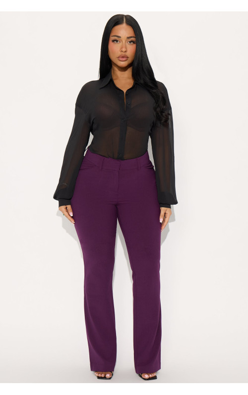 Штани Таша з високою талією - Баклажановий