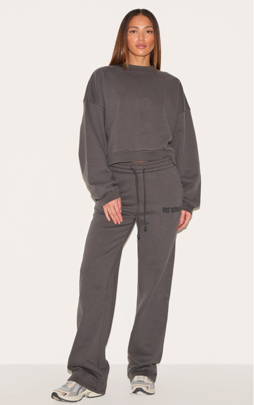 PrettyLittlething Tall Marcoal Premium Studio Print Price Neg Joggers