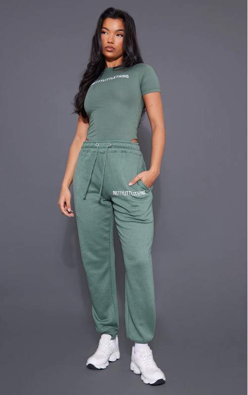 PrettyLittlething Sea Green Logo High Thiast Manted Jogger