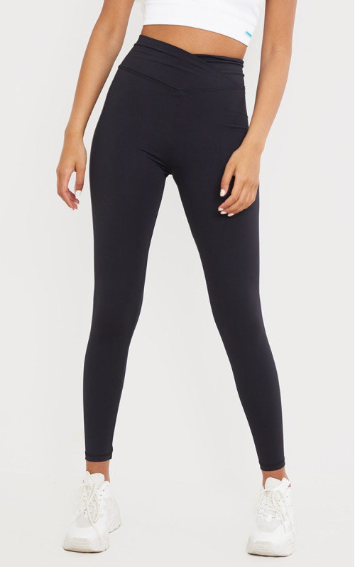 Високі чорні розкішні легінси Gym із рюшами та високою талією