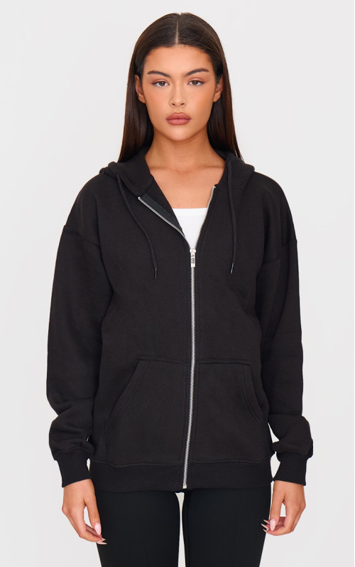 Чорна проста толстовка великого розміру на блискавці