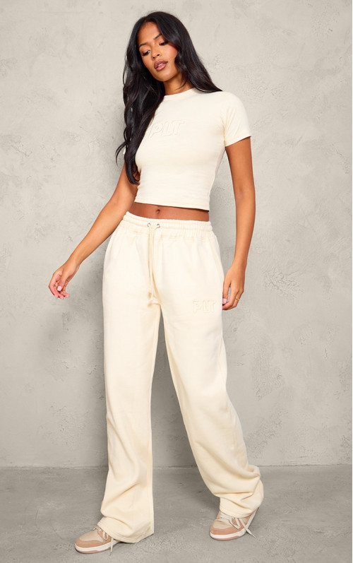 PrettyLittling The Tall Stone Estrained Wide Neg Joggers