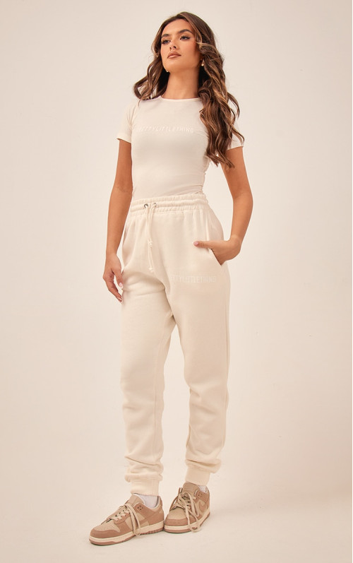 PrettyLittLething Off White High Tasted Meshed Mathed Joggers