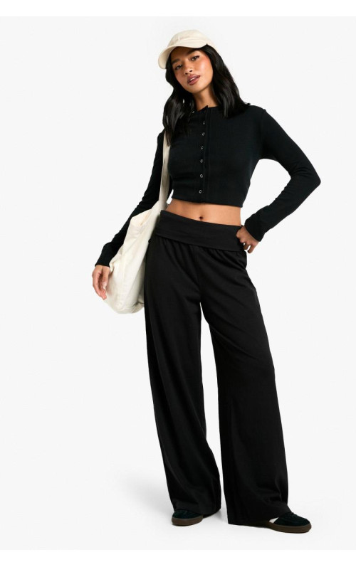 Мініатюрні широкі штанини з бавовняного трикотажу зі складеним поясом