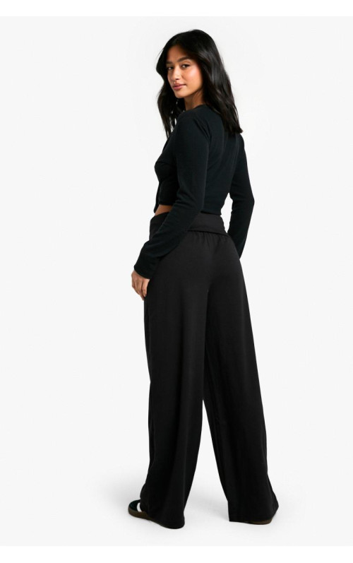 Мініатюрні широкі штанини з бавовняного трикотажу зі складеним поясом