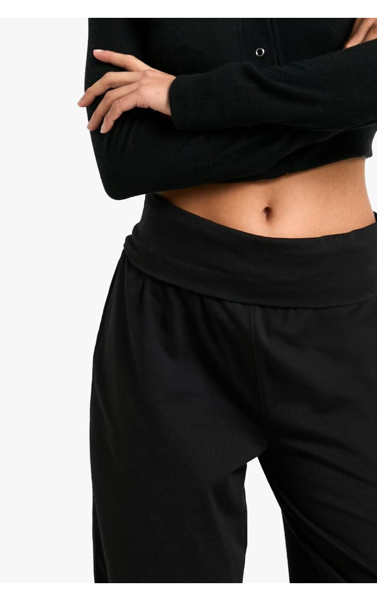 Мініатюрні широкі штанини з бавовняного трикотажу зі складеним поясом