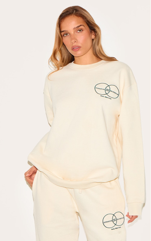 Кремове коло оздоровлення преміум -друк негабаритна толстовка