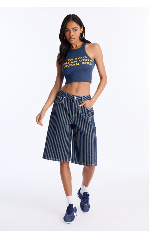 Смугасті денімні шорти 