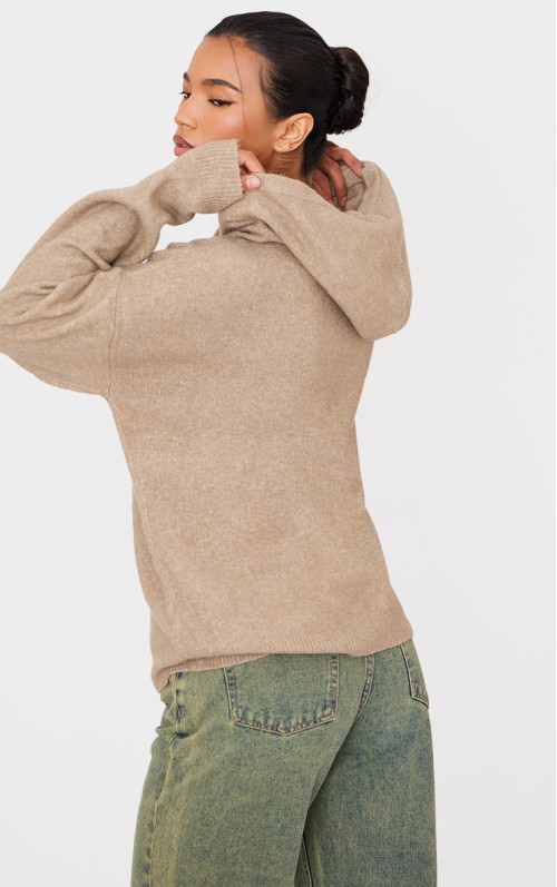 Толстовка великого розміру з м’якої в’язки легкого кольору Mocha