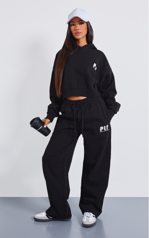 Маленькі преміум -чорні друковані прямі ноги пробіжки