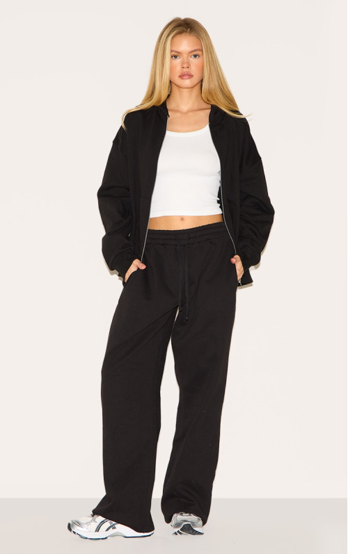 Чорні преміум -широкі ноги пітні пробіжки