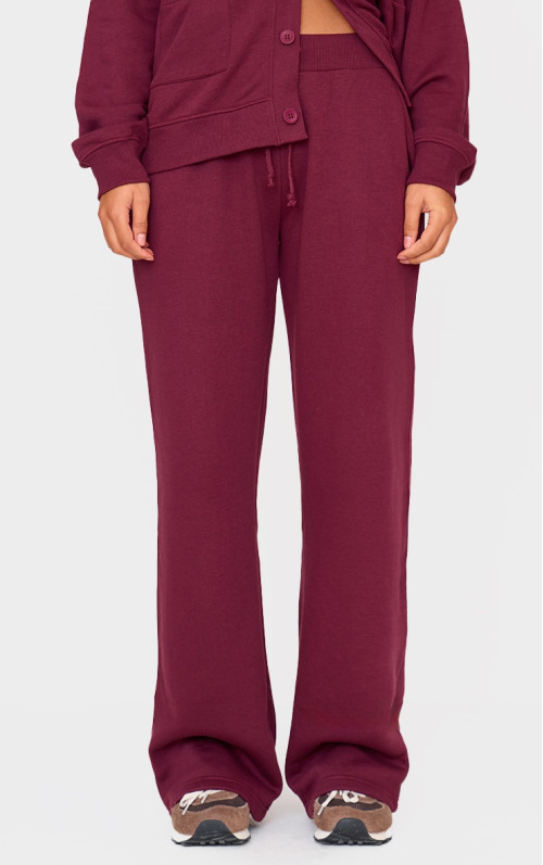 Бордові широкі штани на шнурках