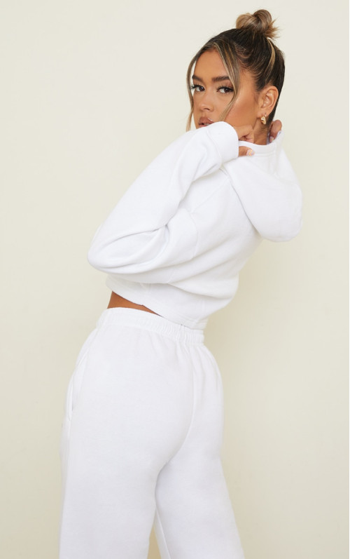 PrettyLittlething White Copyright Slagan Zip через врожай