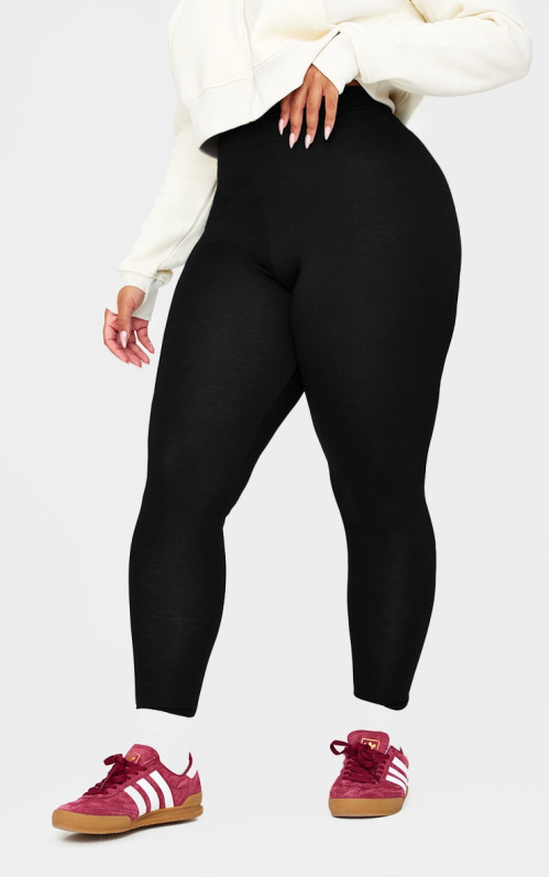 Чорні трикотажні легінси з високою талією Basic Plus