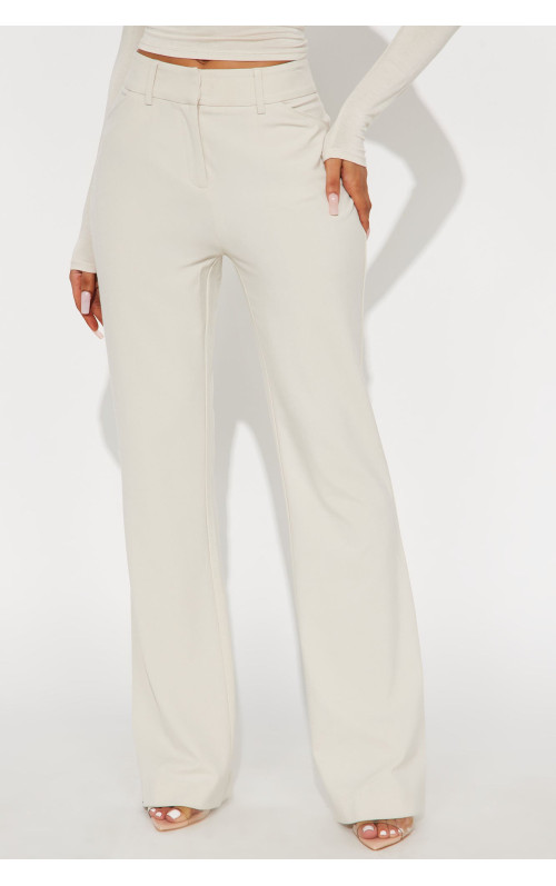 Штани Таша з високою талією - Молочний