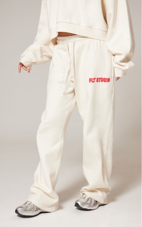 PrettyLittlething Pand Premium Studio Print Пряма бігова нога