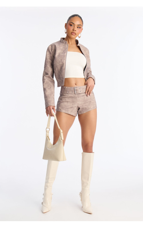 Simone Belted Micro Short - Stone