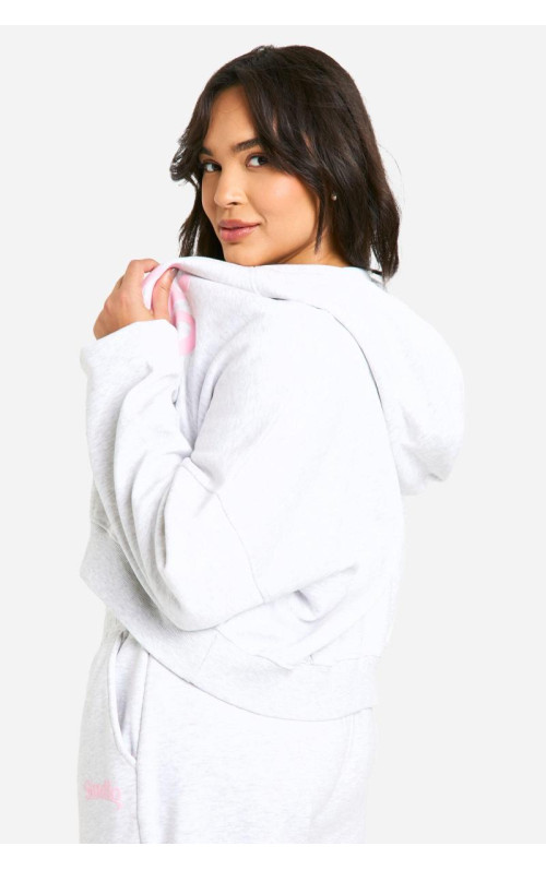 Толстовка Plus Studio Slogan Boxy Crop Zip Through Hoodi