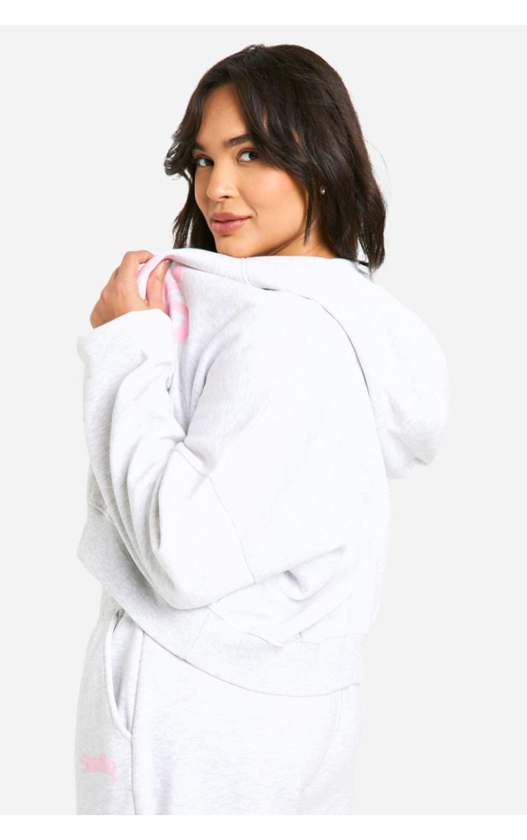 Толстовка Plus Studio Slogan Boxy Crop Zip Through Hoodi