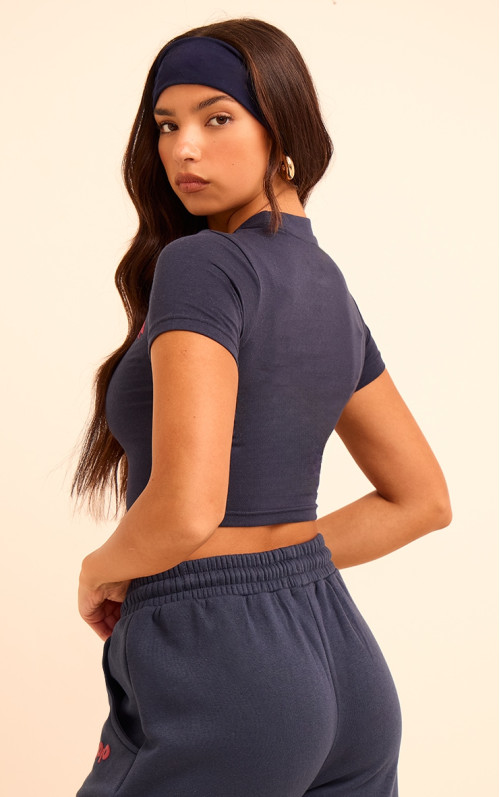 Блакитний бавовняний топ з принтом PLT Studio Archive