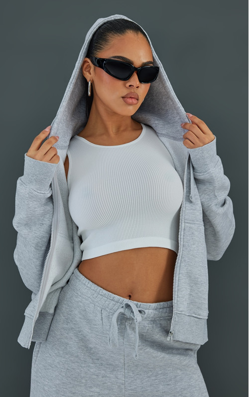 Попелясто-сіра велика толстовка з капюшоном на блискавці