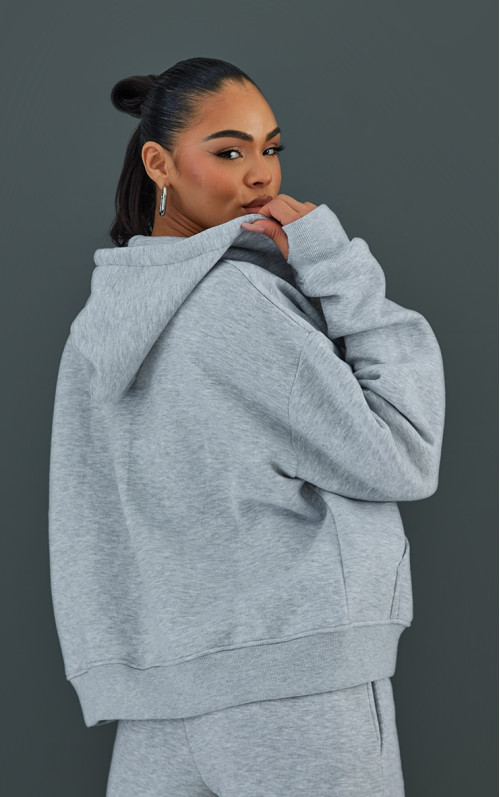 Попелясто-сіра велика толстовка з капюшоном на блискавці