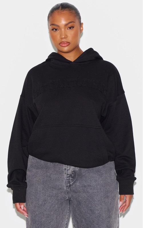 PrettyLittlething Plus Black Applique Boodie