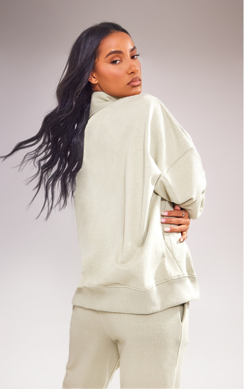 Топ із панелями на блискавці та принтом преміум-класу Sage Green