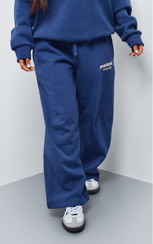 PrettyLittlething Petite Mavy Premium Print Price Neg Joggers