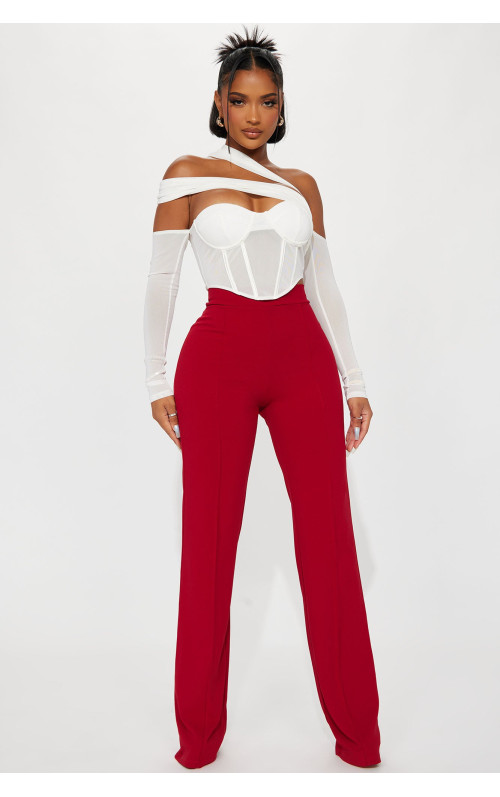 Штани Вікторія для високих дівчат з високою талією - Червоний