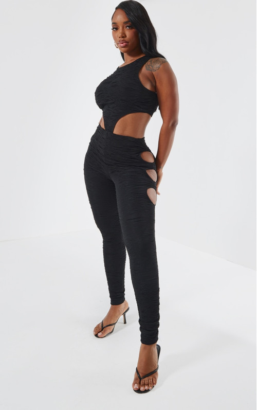 Чорні фактурні вирізані легінси Shape