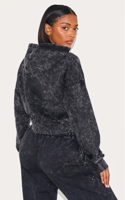 PrettyLittlething Force вугілля сірий друкований блискавка через мийний балахон