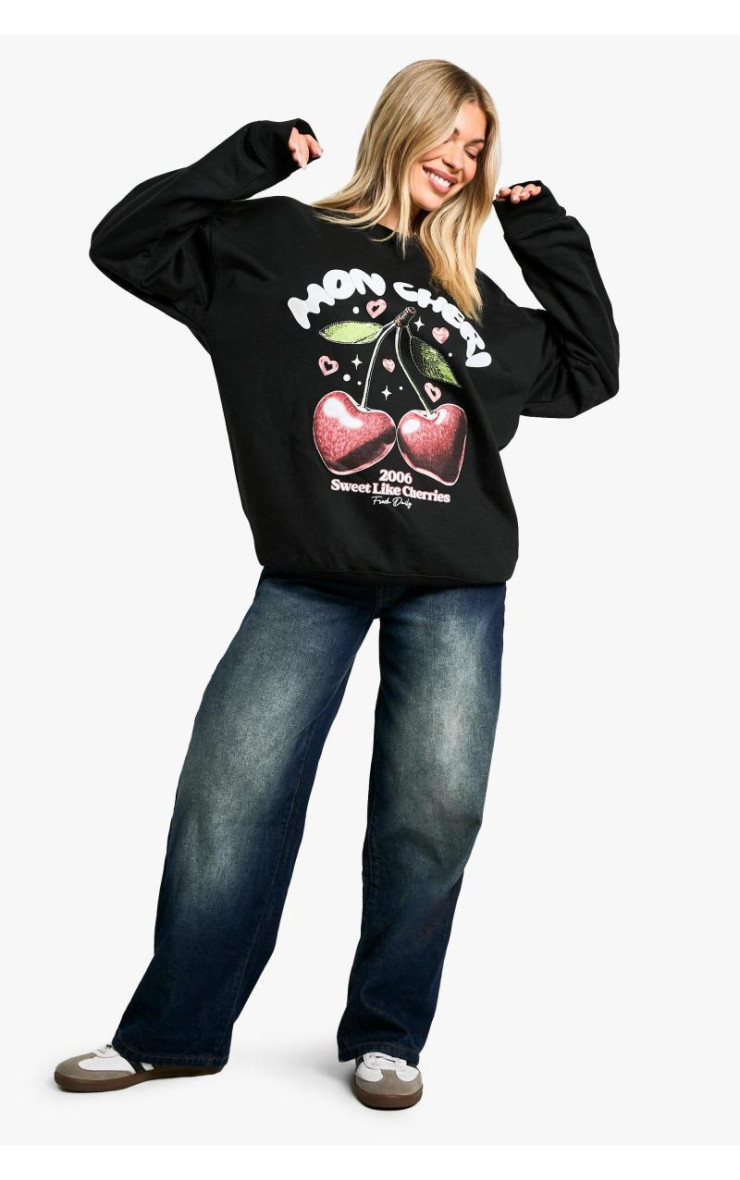 Світшот з круглим вирізом і надписом Mon Cheri