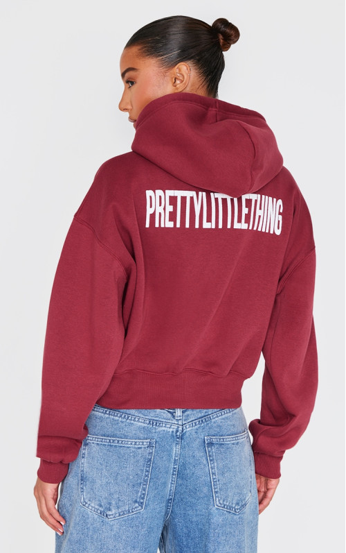 PrettyLittlething Burgundy Puff Print негаба